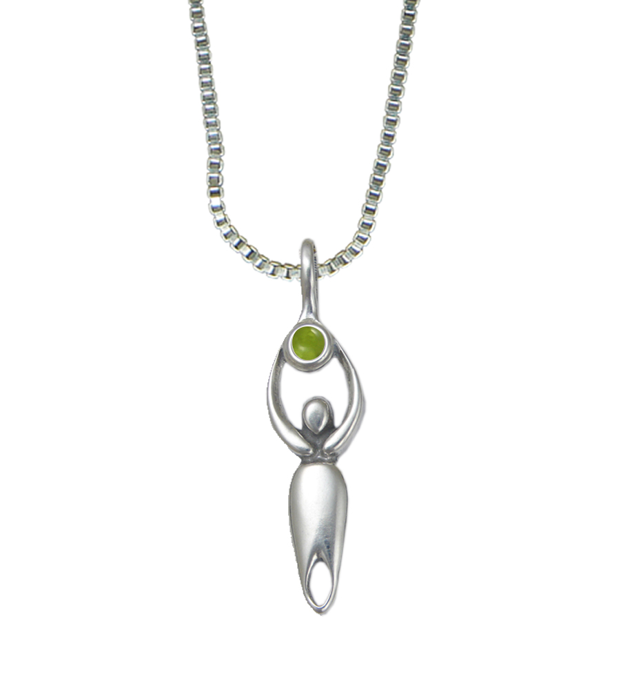 Sterling Silver Essential Goddess Pendant With Peridot